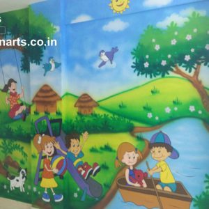 3d cartoon playschool wall painting panvel-mumbai-india