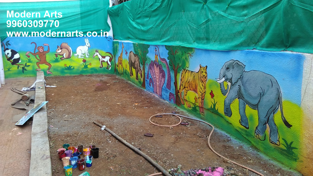 school boundary wall painting nashik-pune-sangmner