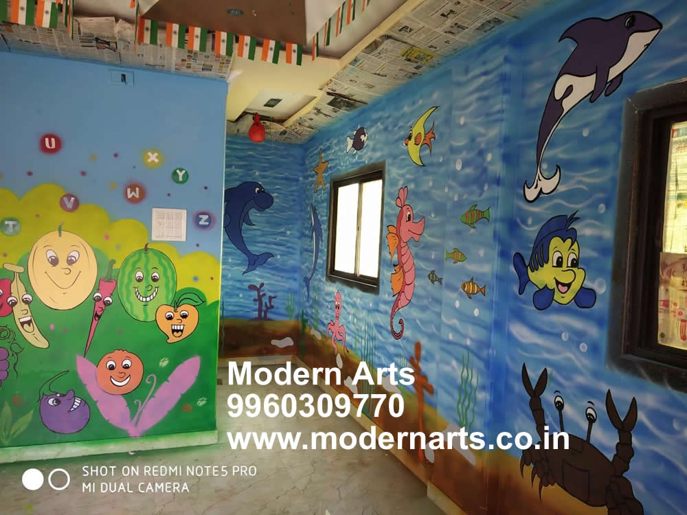 school wall art painting in kolhapur-satara