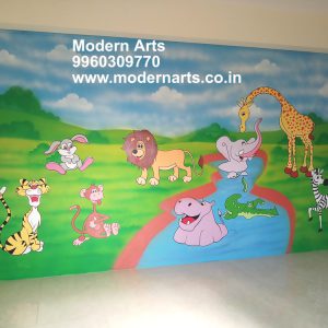 nursery cartoon school wall painting artist pune