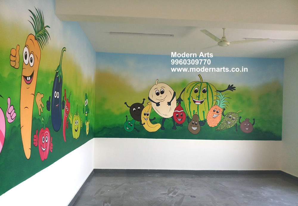 School cartoon wall painting artist pune-mumbai
