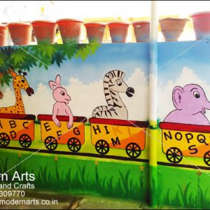 Animal cartoon wall painting for kindergarten, Playschool in Pune-Mumbai