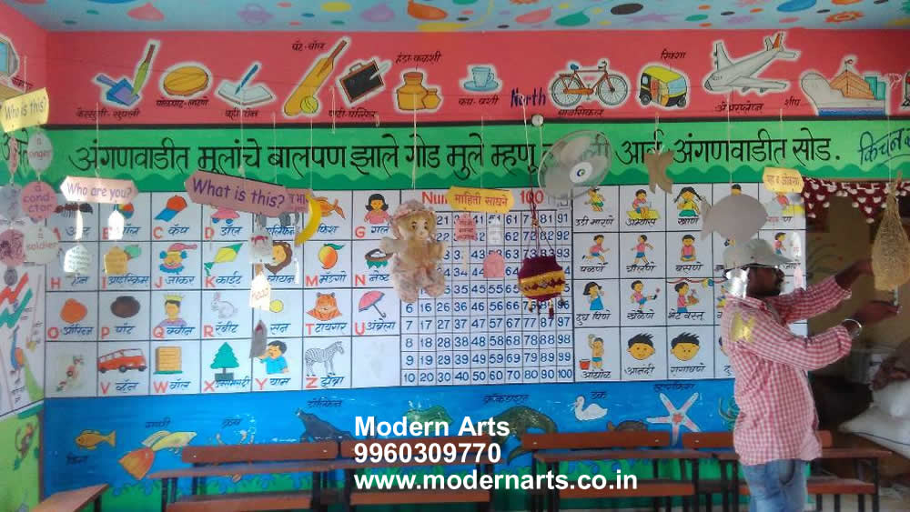 Aanganwadi school wall painting artist pune-maharashtra-nashik-sangmner-malegaon